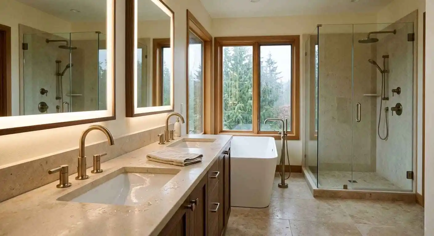 Local bathroom fixture installation featuring upgraded faucets, sinks, shower fixtures, and bathtub area renovations