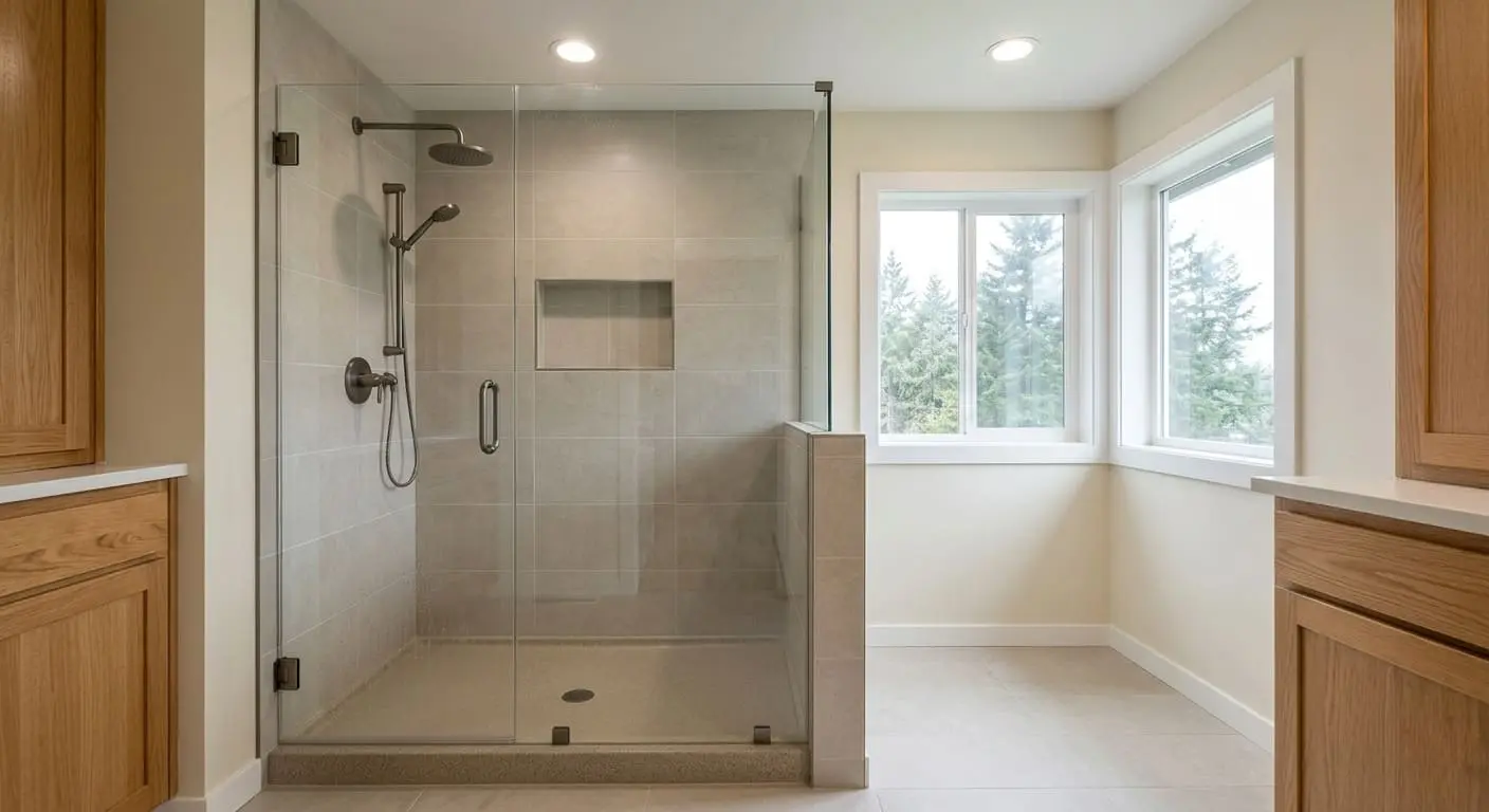 Modern shower conversion showcasing features commonly found in prefabricated and custom-built shower systems