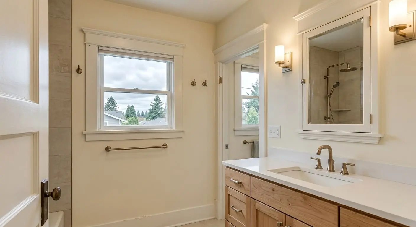 Bathroom fixture upgrades for older Bellingham homes and modern residential builds with updated vanity, faucet, and shower fixtures