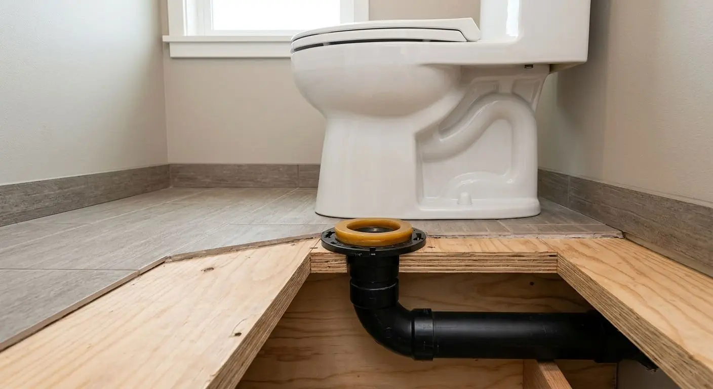 Wax ring and toilet sealing system installed beneath a residential toilet