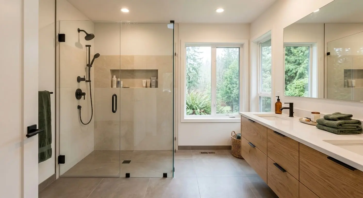 Modern bathroom remodeled by Bellinghamster Bathrevamp for a homeowner